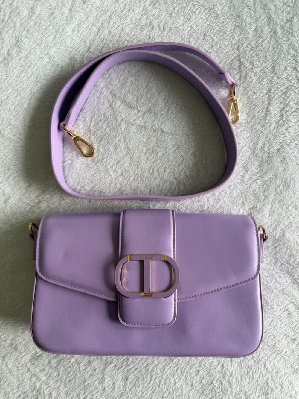 Twin-Set Lilac Shoulder Bag with Gold Hardware